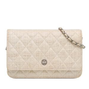 Chanel Cc Coated Tweed Wallet On Chain